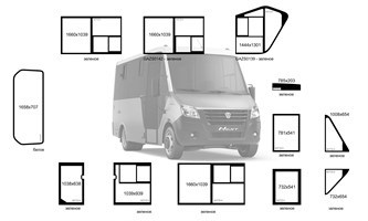 Стёкла Газель Next Bus Каркасник\ Луидор